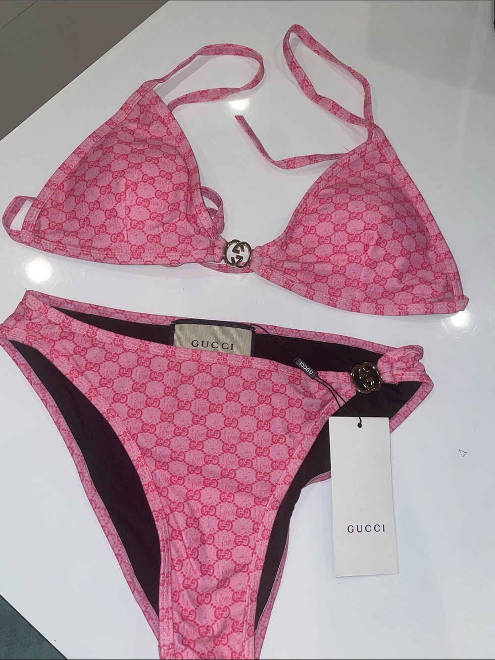 GG pink monogram bikini